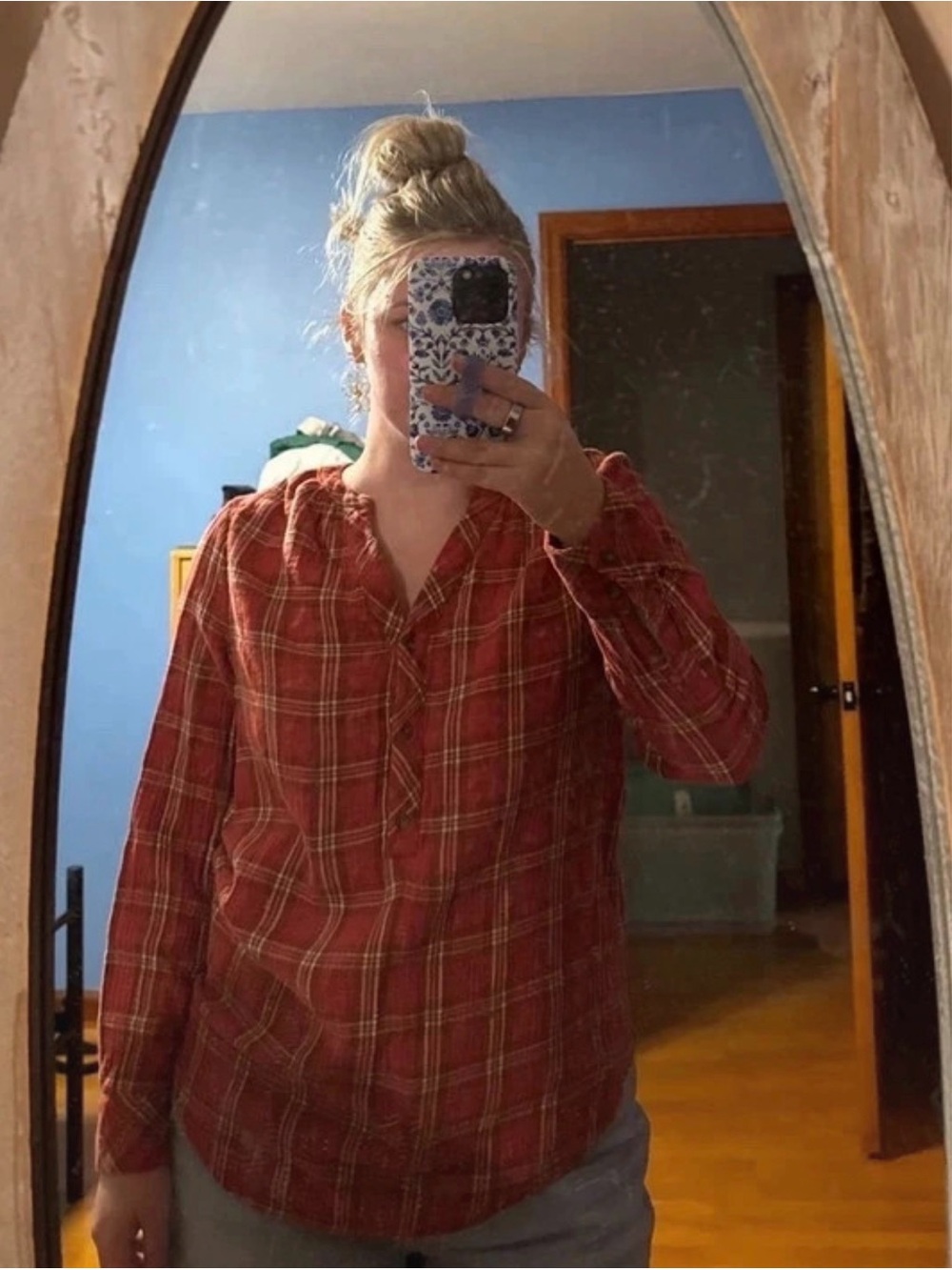 Target Red Plaid Button-Down Women's Shirt